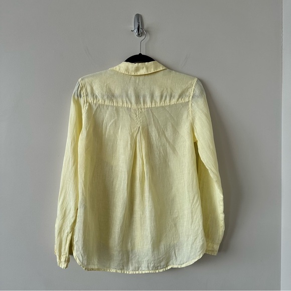 ANTHROPOLOGIE-CLOTH & Stone Sunshine Yellow 100% Linen Button Down - Picture 5 of 9